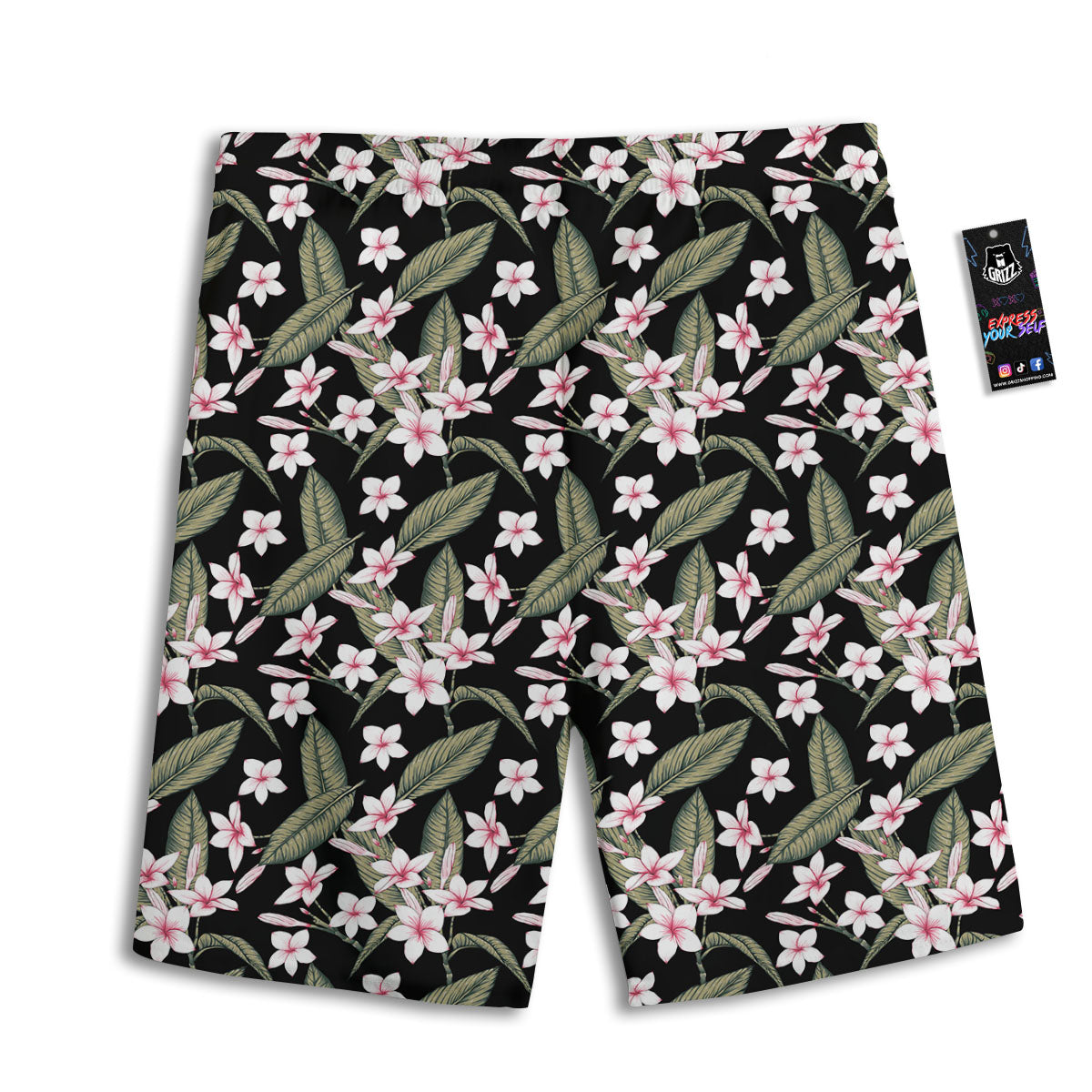 Flower Frangipani Print Pattern Men's Athletic Shorts-grizzshop