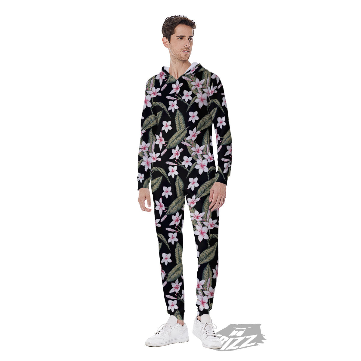 Flower Frangipani Print Pattern Men's Jumpsuit-grizzshop