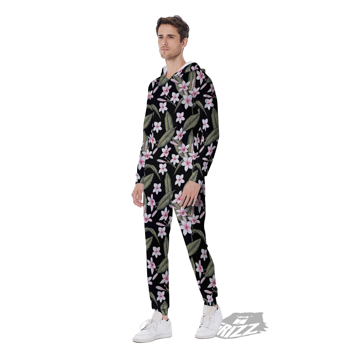 Flower Frangipani Print Pattern Men's Jumpsuit-grizzshop