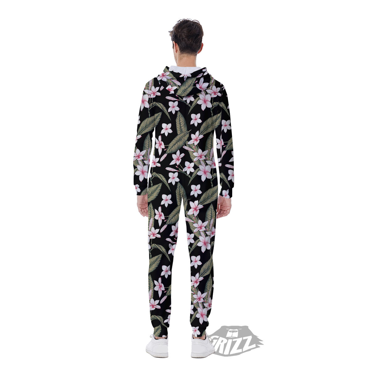 Flower Frangipani Print Pattern Men's Jumpsuit-grizzshop