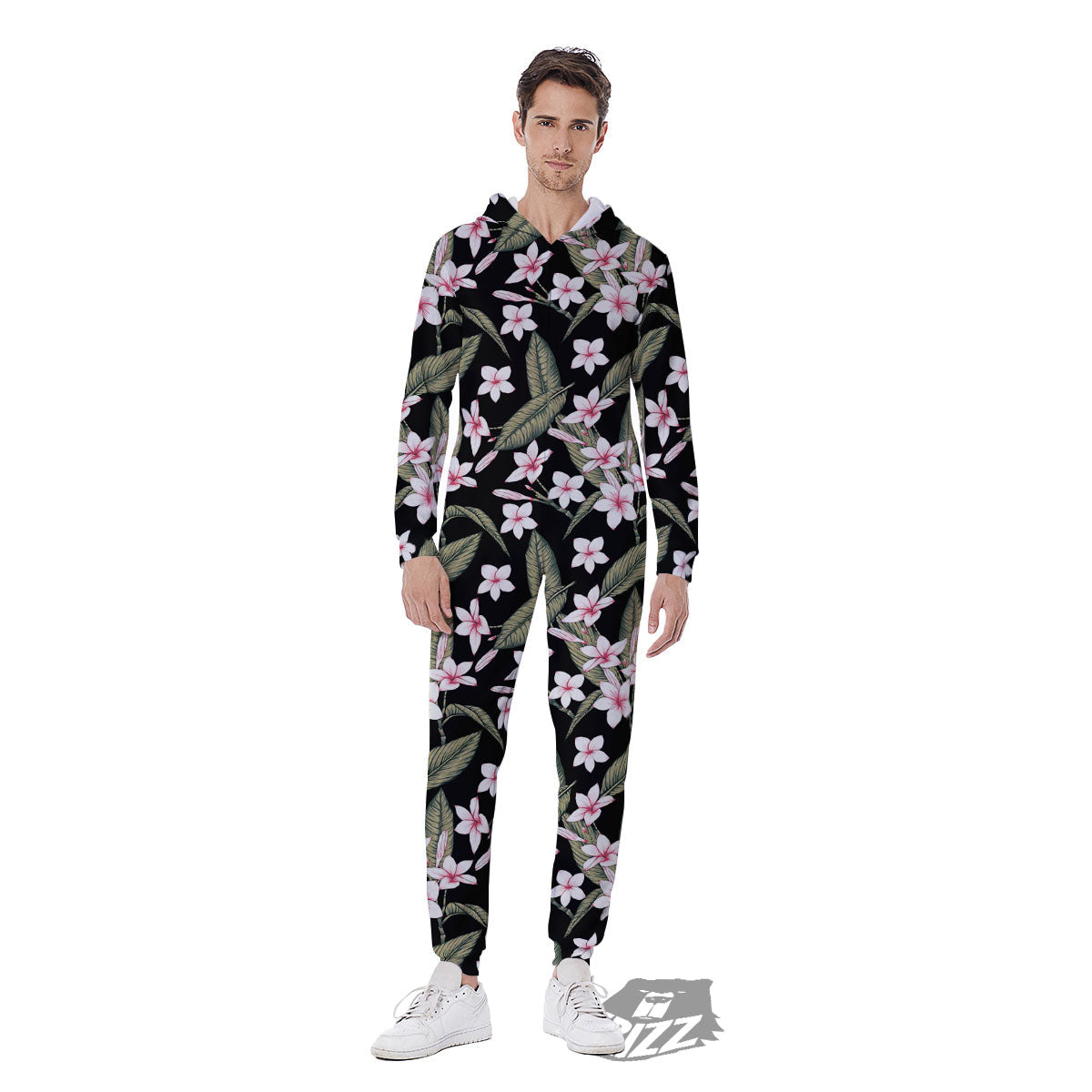 Flower Frangipani Print Pattern Men's Jumpsuit-grizzshop