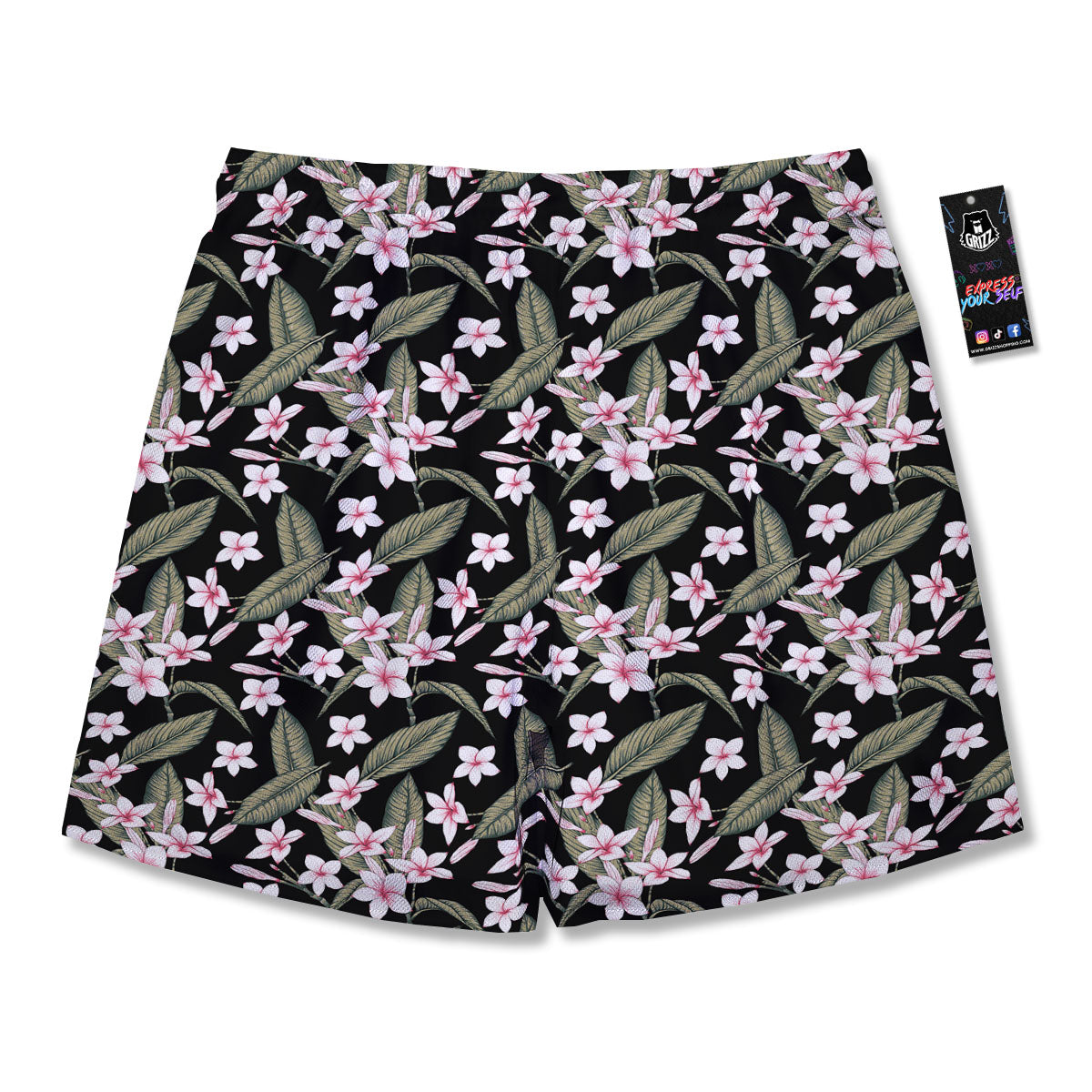 Flower Frangipani Print Pattern Men's Running Shorts-grizzshop