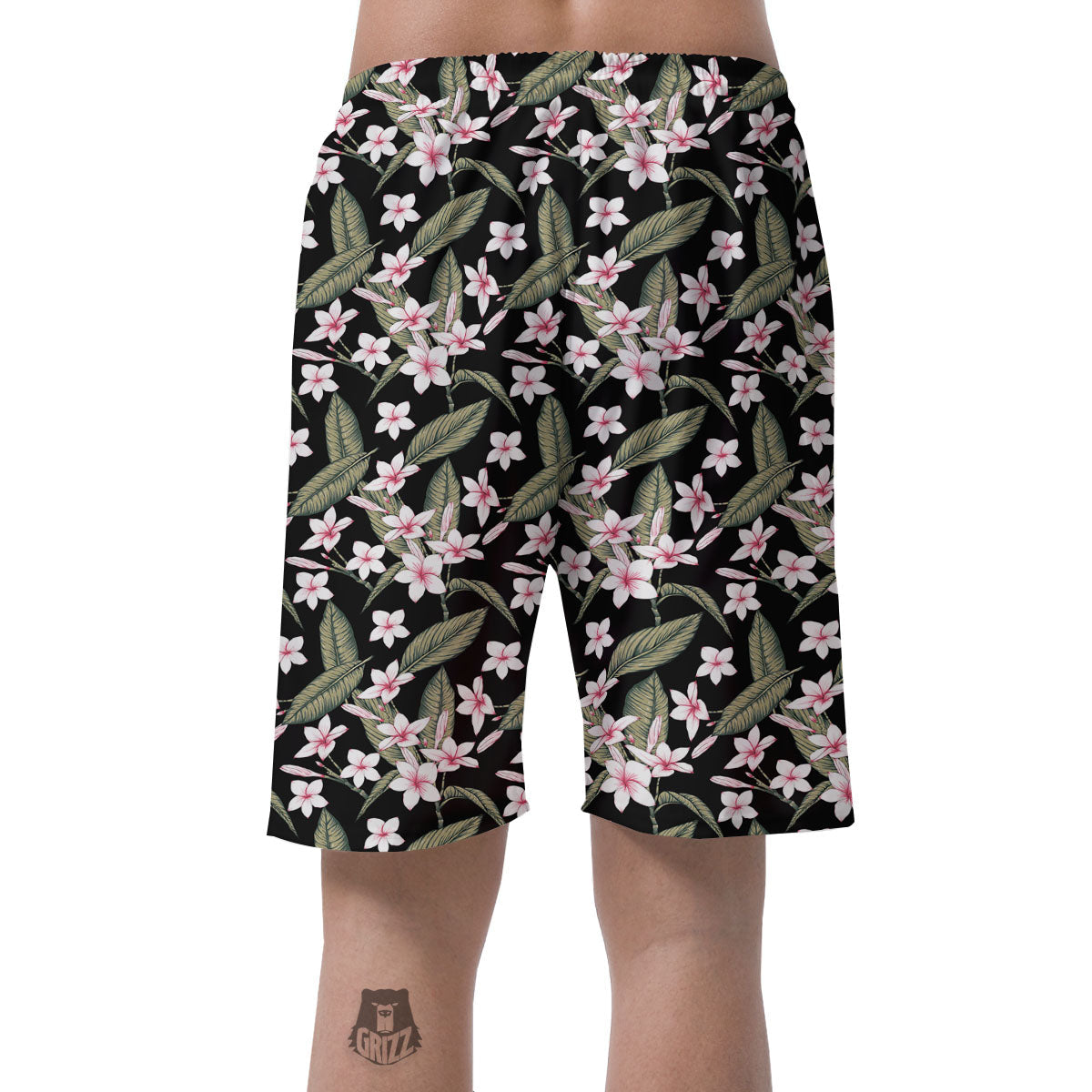 Flower Frangipani Print Pattern Men's Shorts-grizzshop