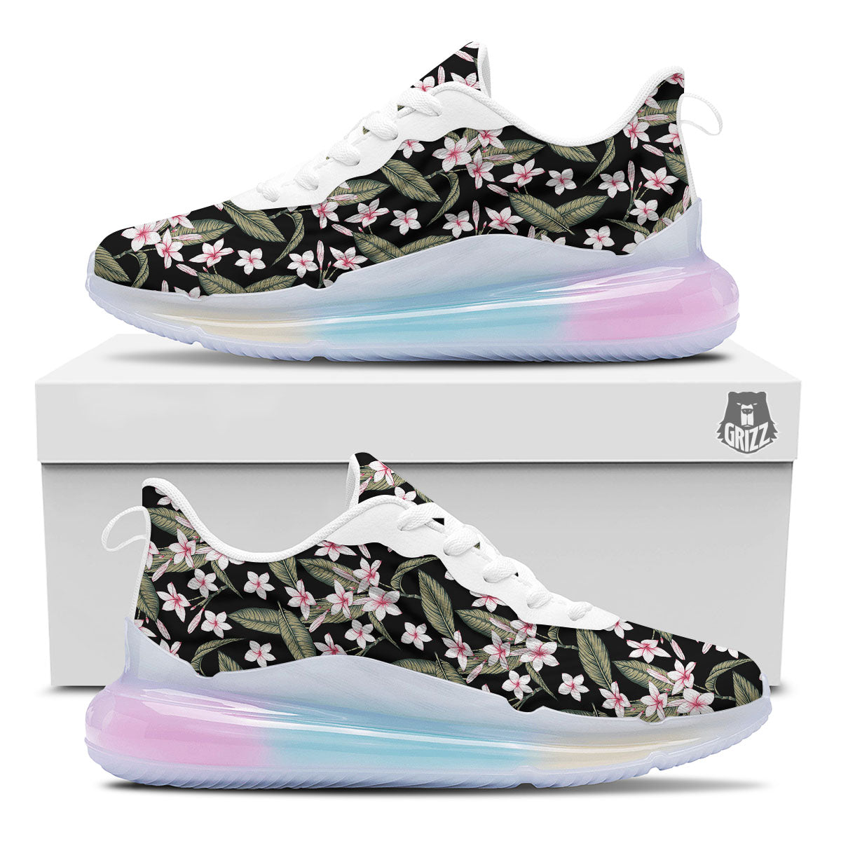 Flower Frangipani Print Pattern Running Sneakers-grizzshop