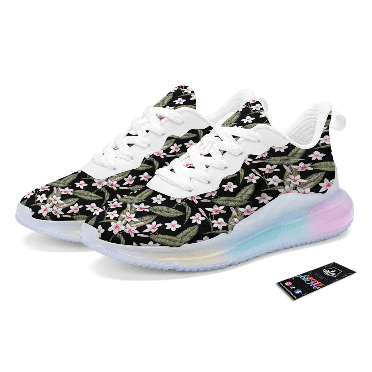 Flower Frangipani Print Pattern Running Sneakers-grizzshop