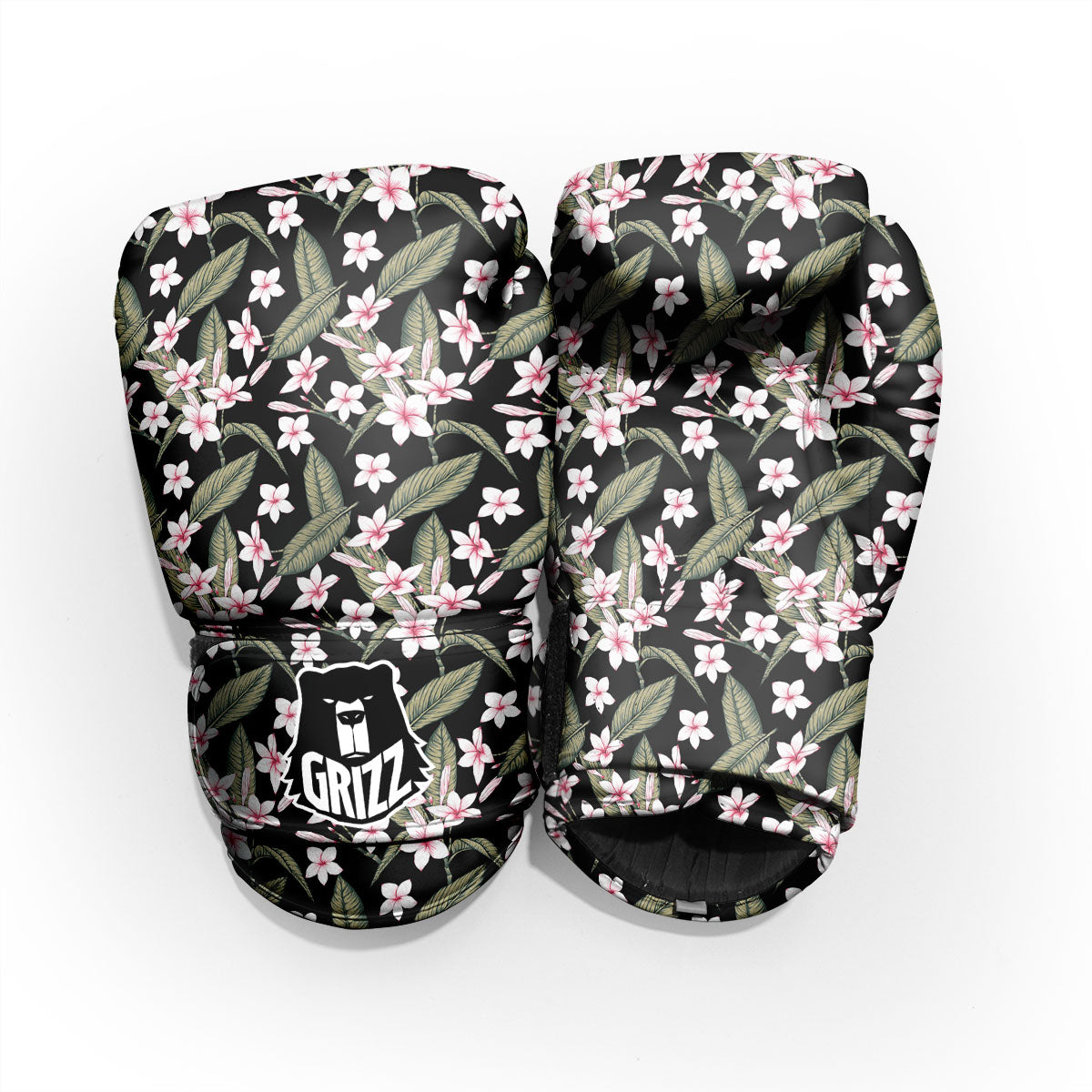 Flower Frangipani Print Pattern Sparring Gloves-grizzshop