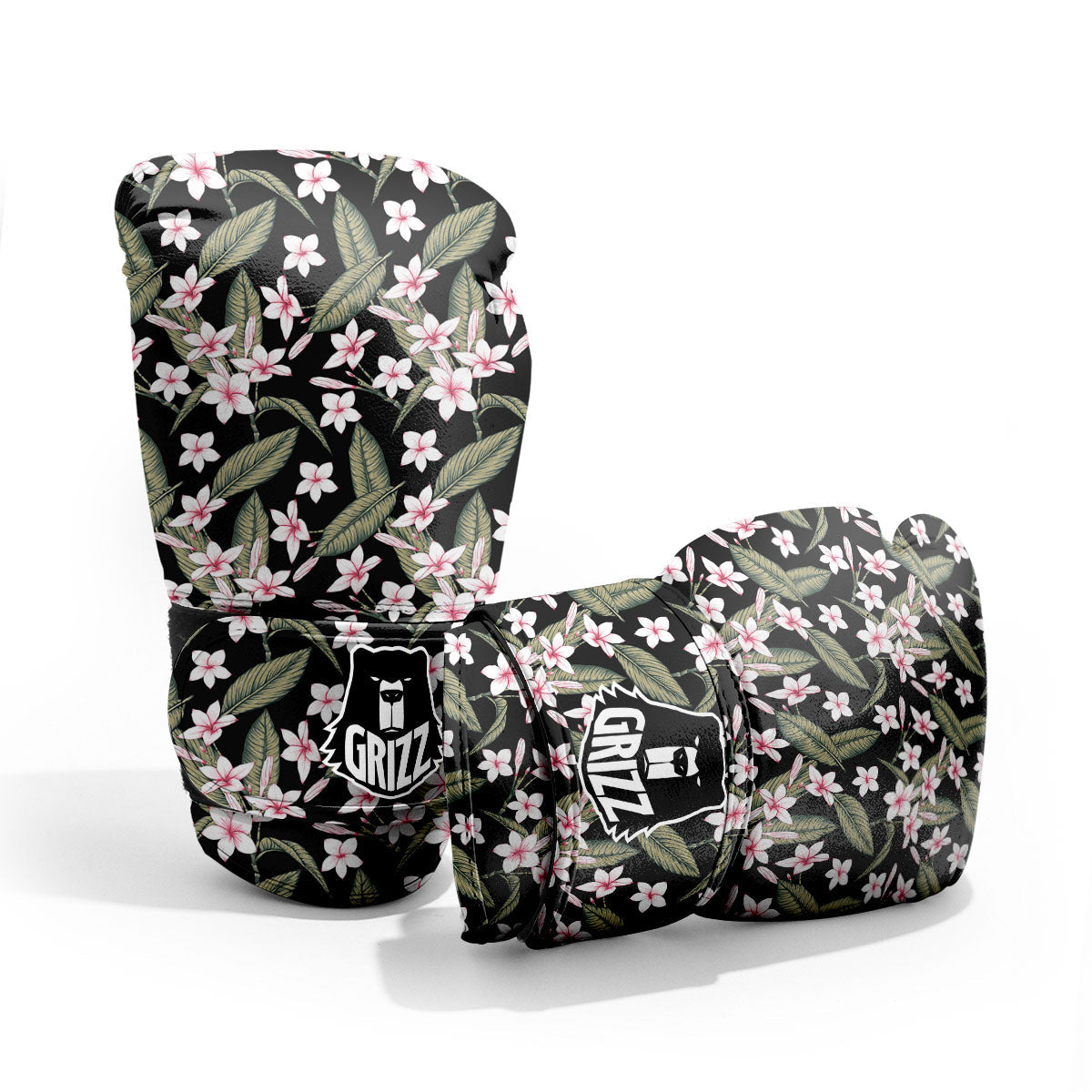 Flower Frangipani Print Pattern Sparring Gloves-grizzshop