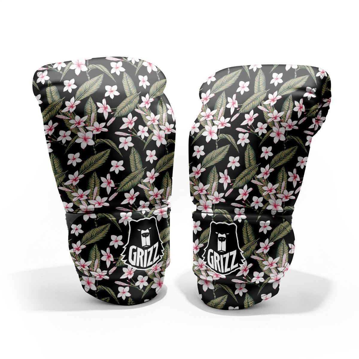 Flower Frangipani Print Pattern Sparring Gloves-grizzshop