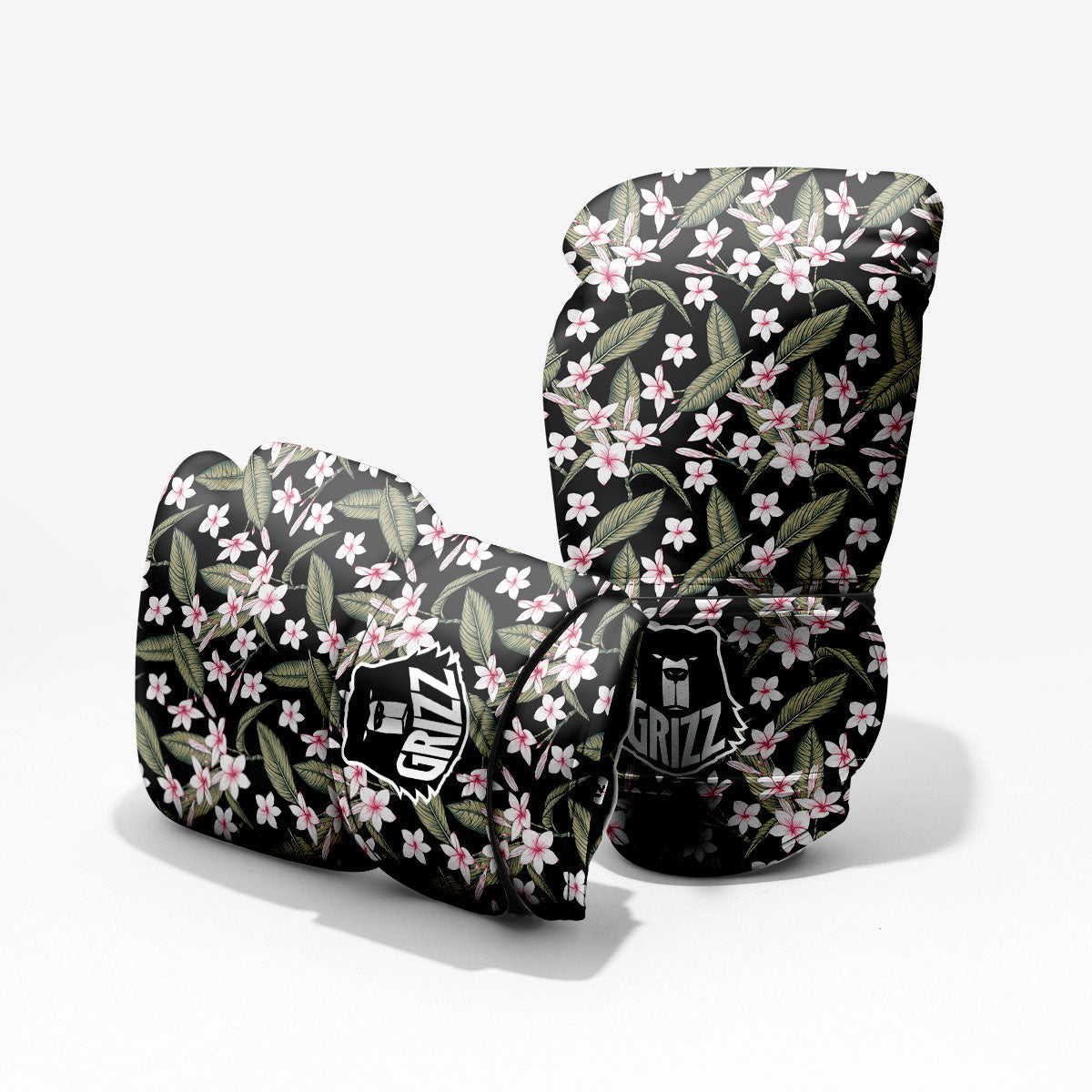 Flower Frangipani Print Pattern Sparring Gloves-grizzshop