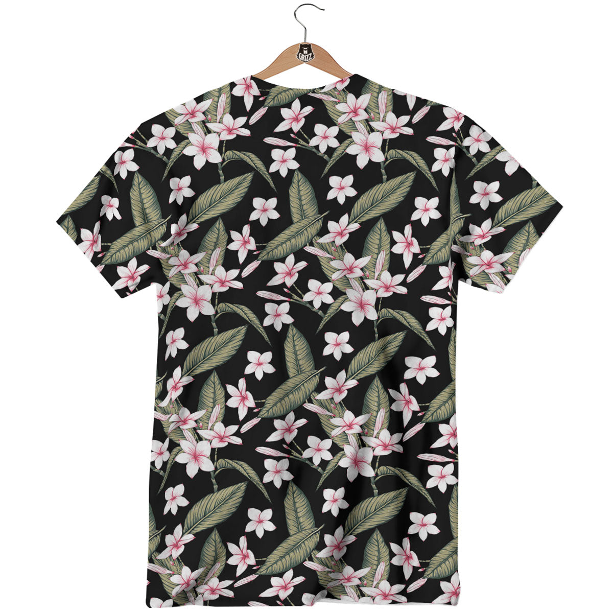 Flower Frangipani Print Pattern T-Shirt-grizzshop
