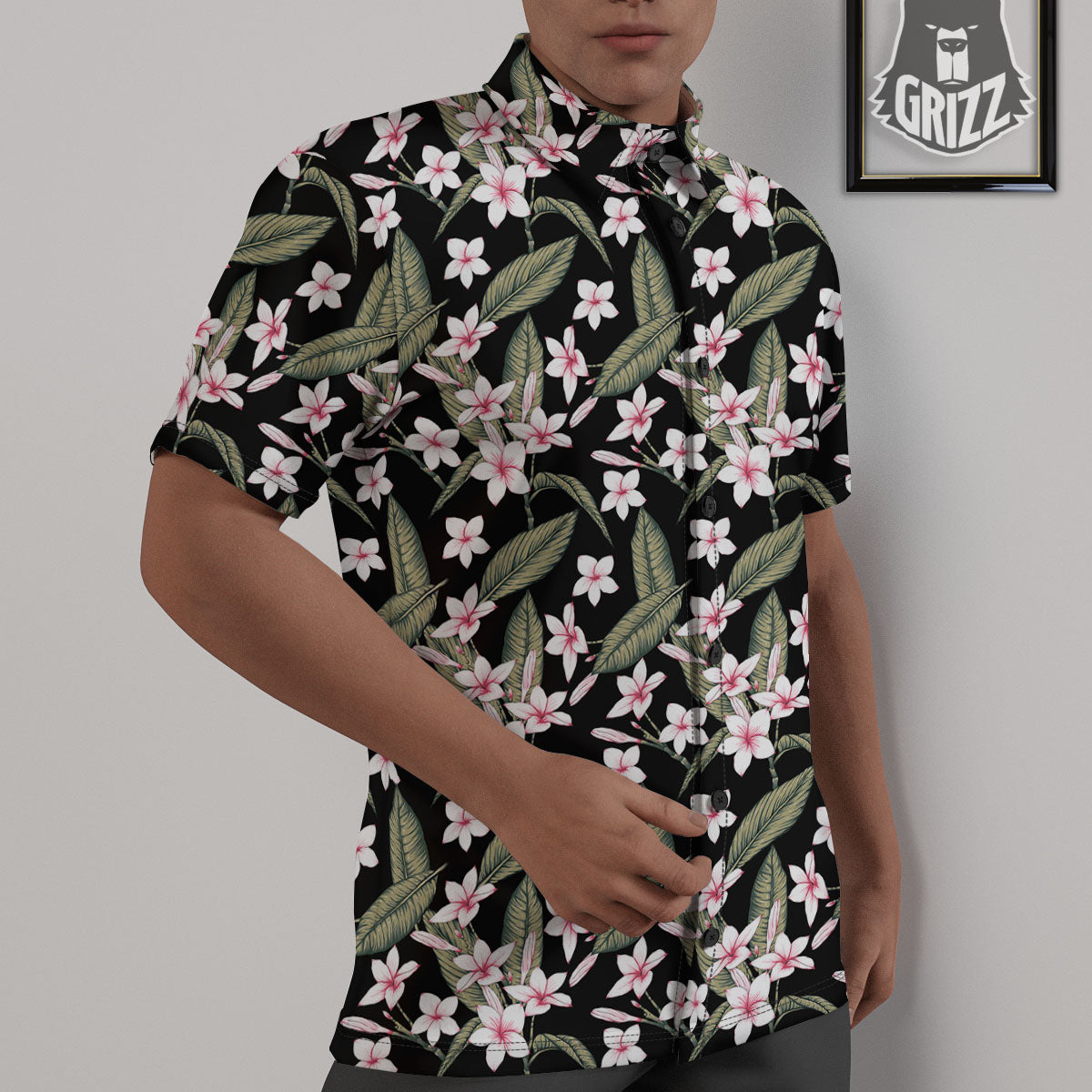 Flower Frangipani Print Pattern Untucked Shirts-grizzshop