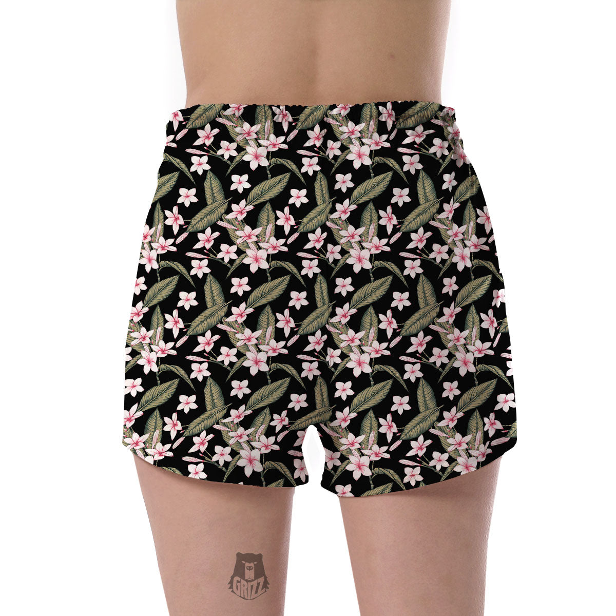 Flower Frangipani Print Pattern Women's Shorts-grizzshop