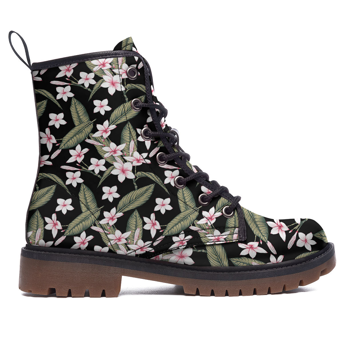 Flower Frangipani Print Pattern Work Boots-grizzshop