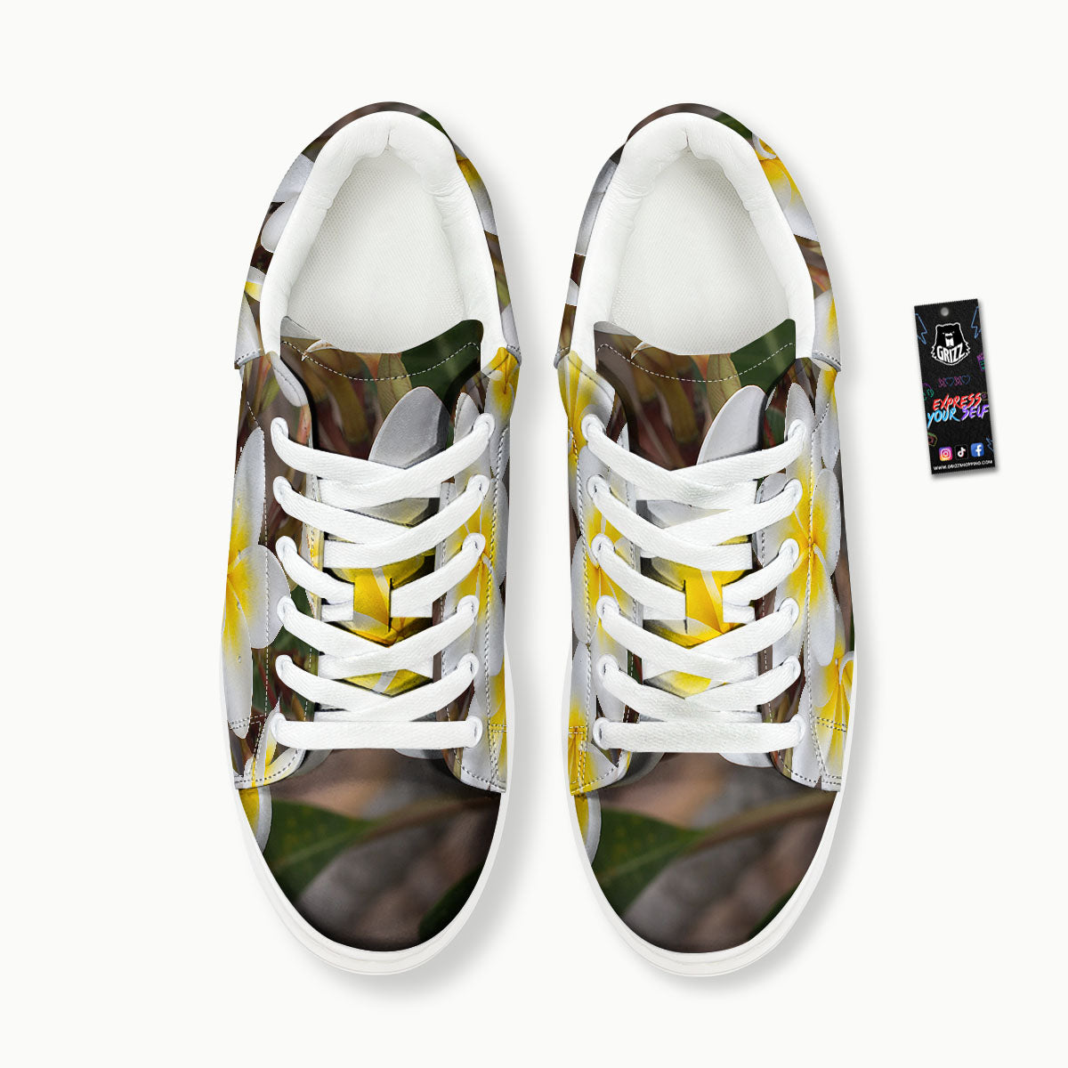 Flower Frangipani Print Platform Shoes-grizzshop