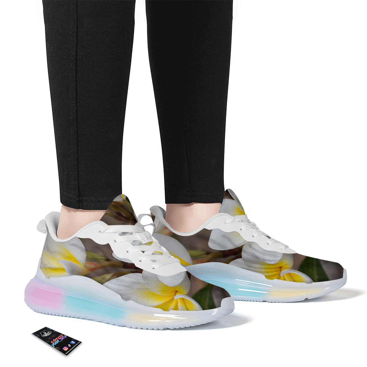 Flower Frangipani Print Running Sneakers-grizzshop