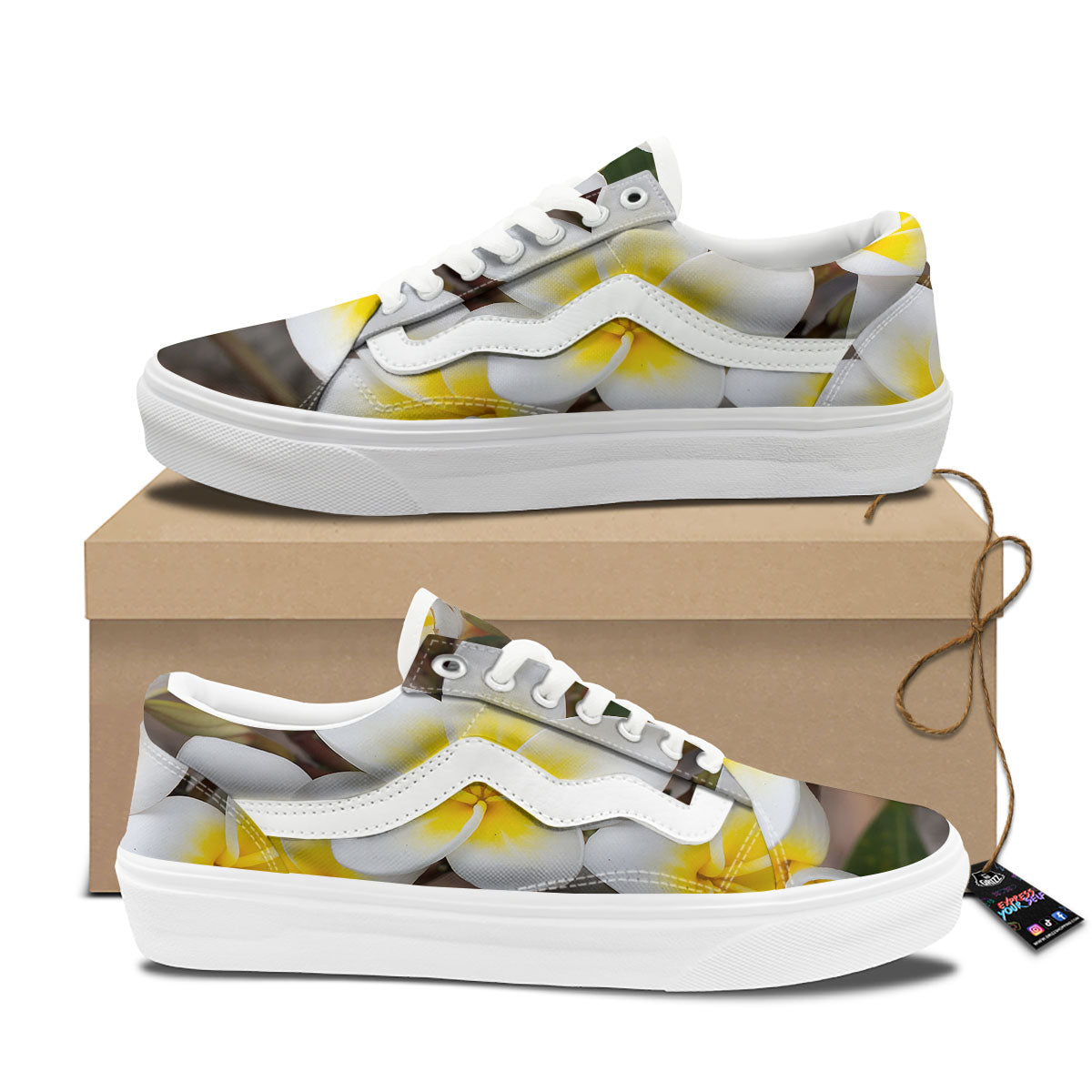 Flower Frangipani Print Skate Shoes-grizzshop