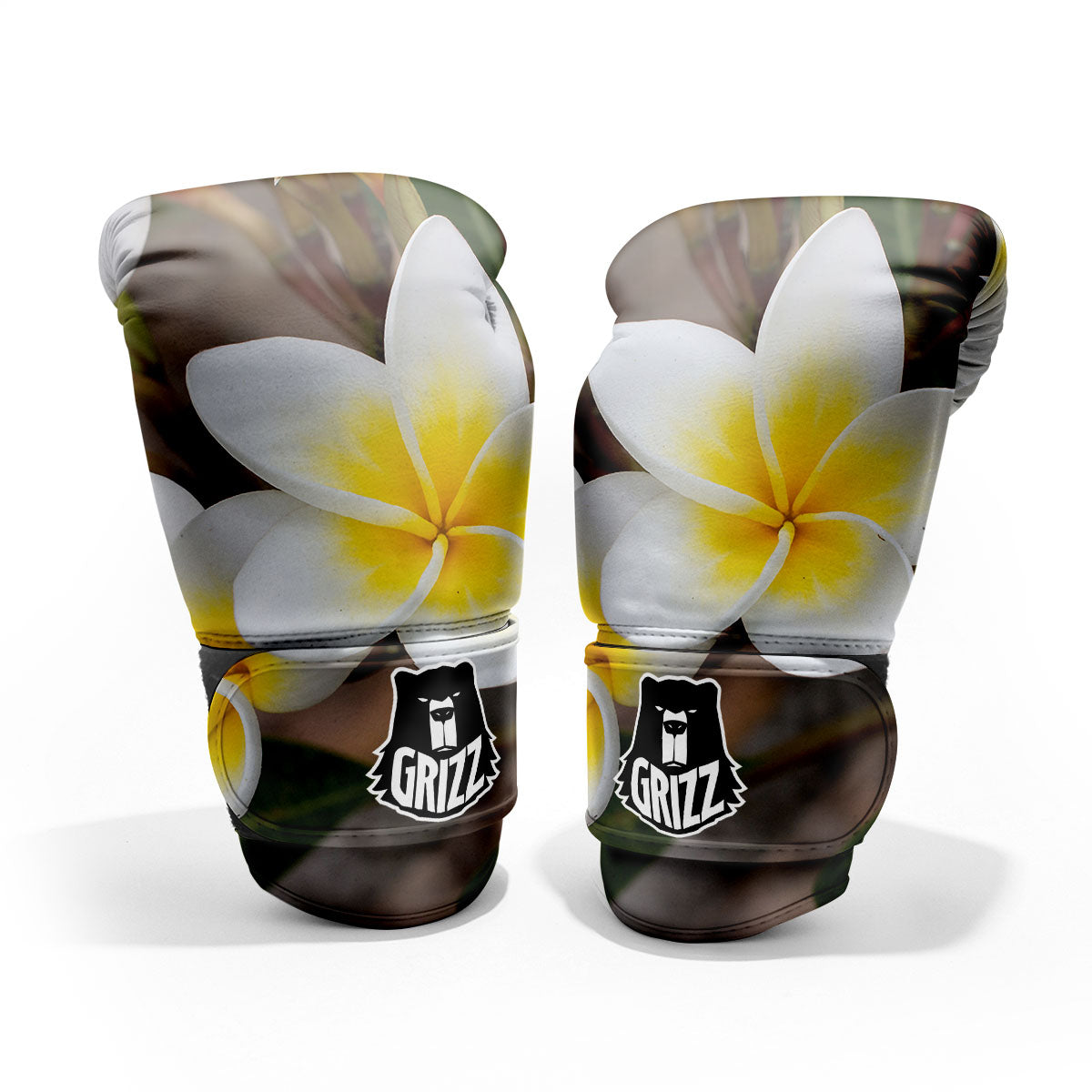Flower Frangipani Print Sparring Gloves-grizzshop