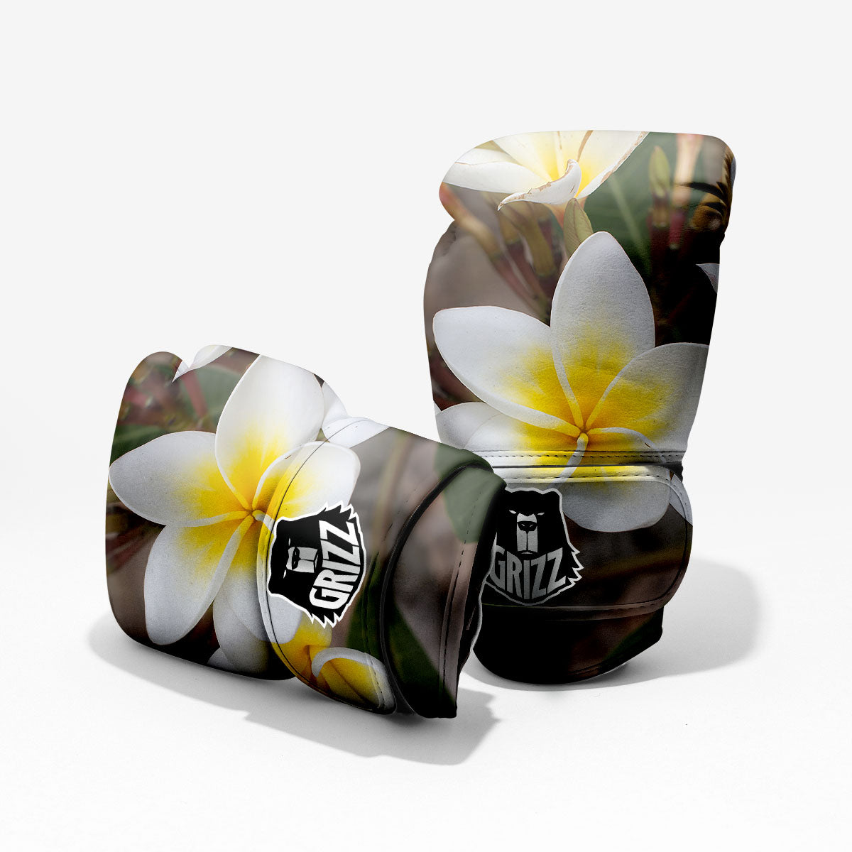 Flower Frangipani Print Sparring Gloves-grizzshop