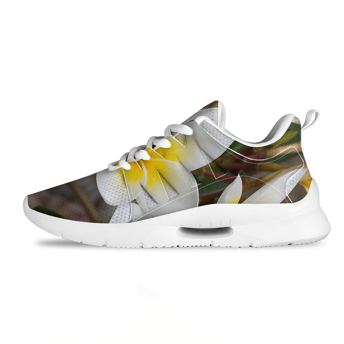 Flower Frangipani Print Tennis Shoes-grizzshop