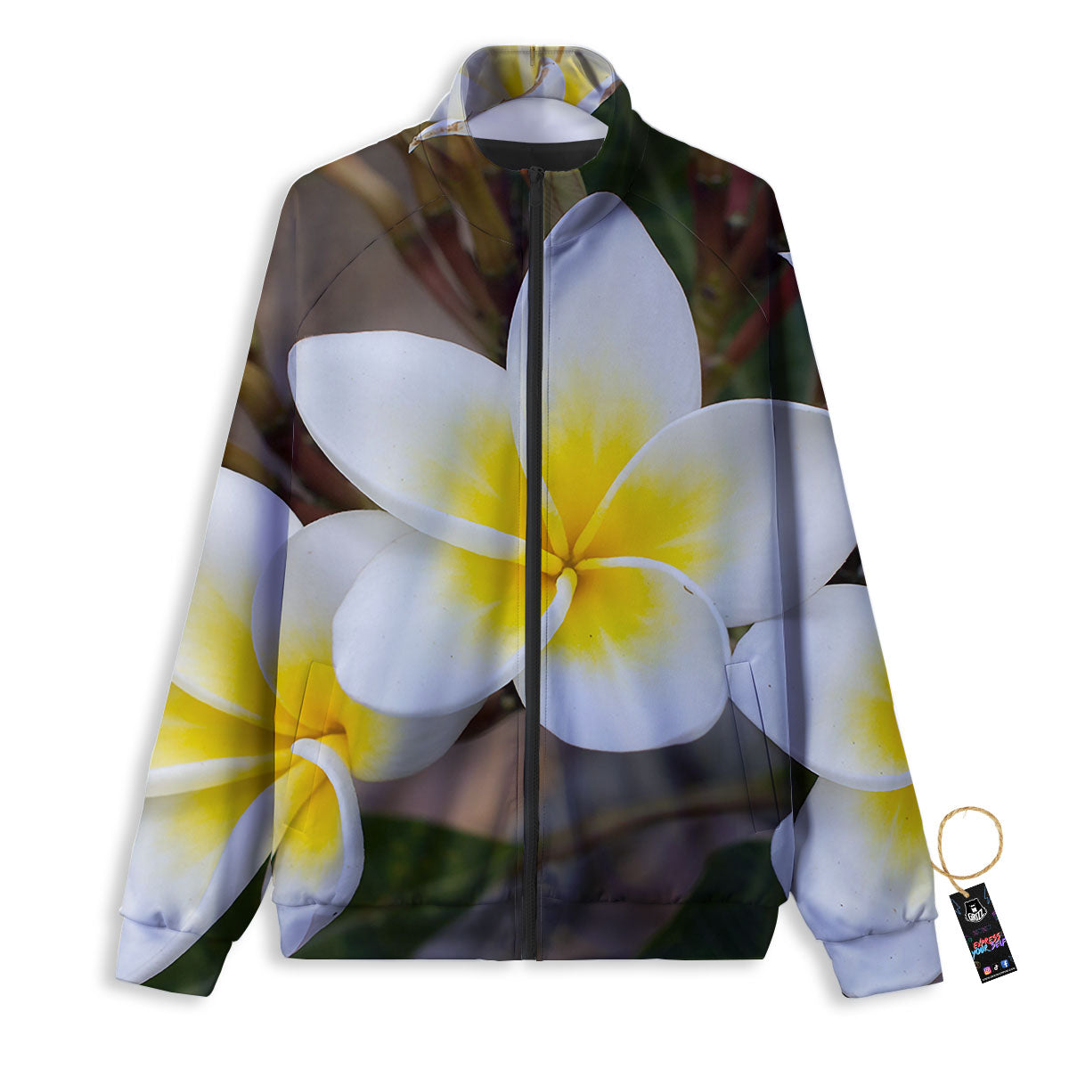 Flower Frangipani Print Track Jacket-grizzshop