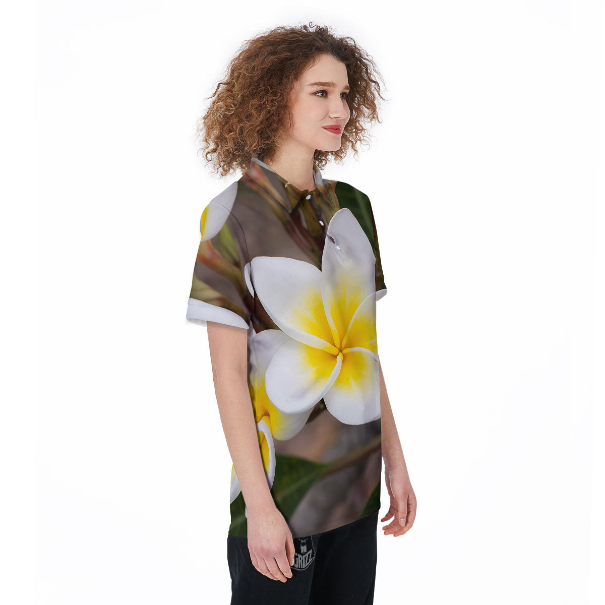 Flower Frangipani Print Women's Golf Shirts-grizzshop
