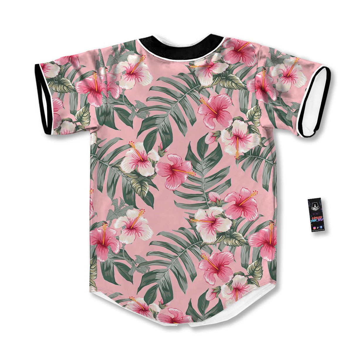 Flower Frangipani Tropical Print Pattern Baseball Jersey-grizzshop