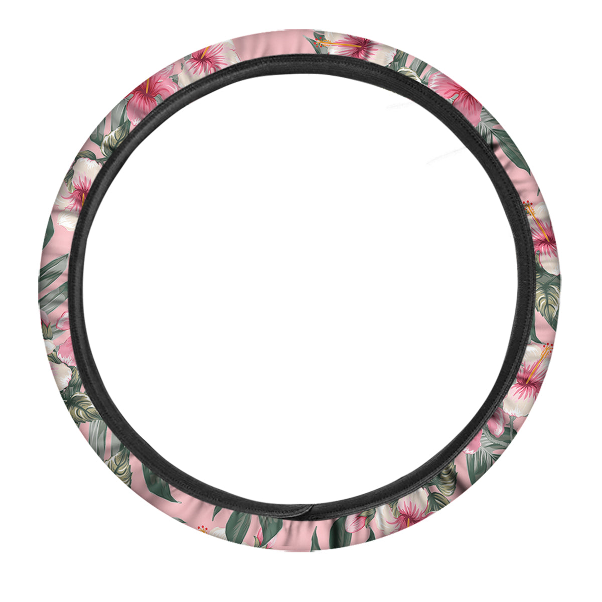 Flower Frangipani Tropical Print Pattern Car Steering Wheel Cover-grizzshop