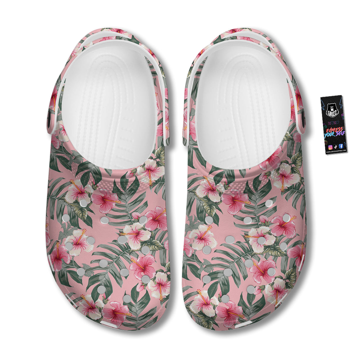 Flower Frangipani Tropical Print Pattern Clog-grizzshop