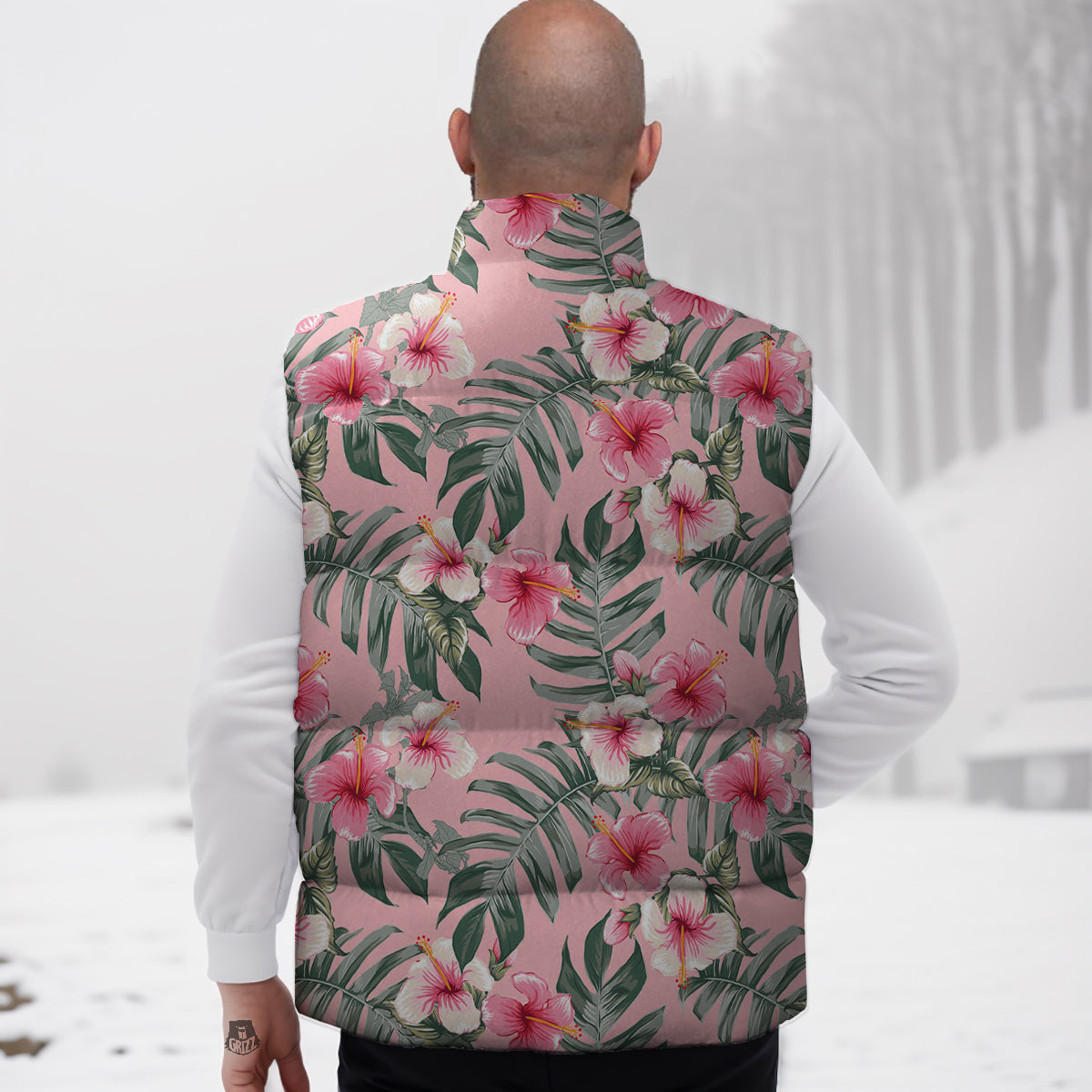 Flower Frangipani Tropical Print Pattern Down Vest-grizzshop