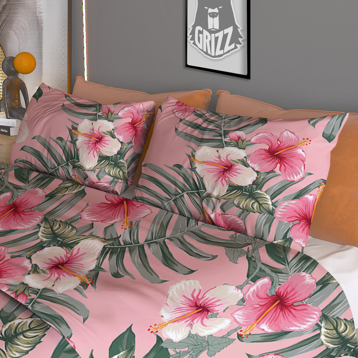 Flower Frangipani Tropical Print Pattern Duvet Cover Bedding Set-grizzshop