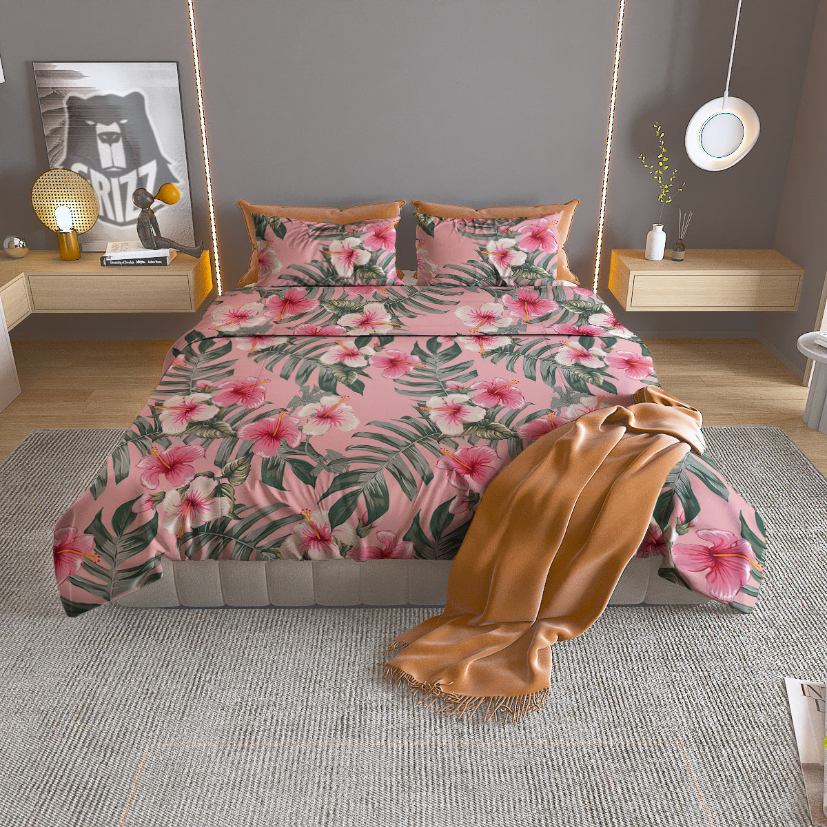 Flower Frangipani Tropical Print Pattern Duvet Cover Bedding Set-grizzshop