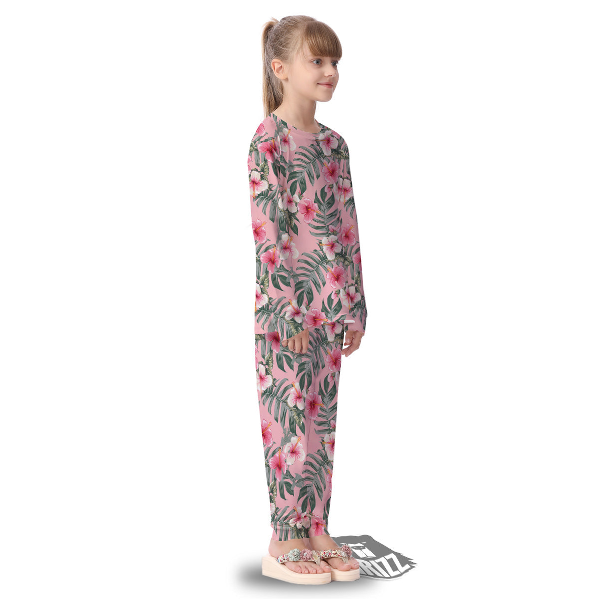 Flower Frangipani Tropical Print Pattern Kid's Pajamas-grizzshop