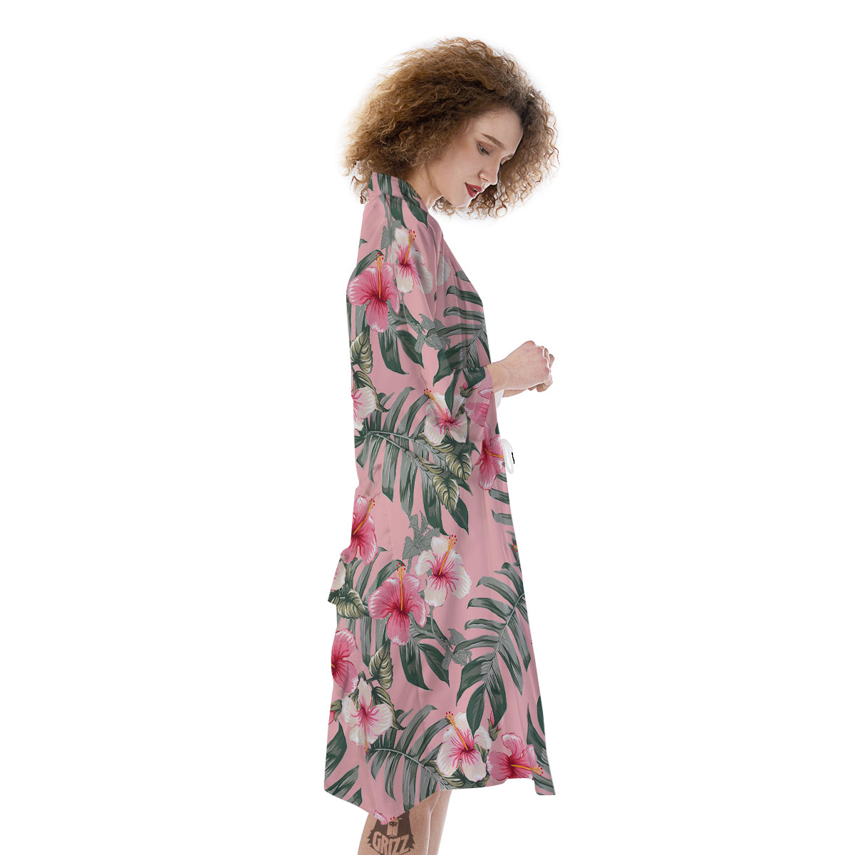 Flower Frangipani Tropical Print Pattern Kimono-grizzshop