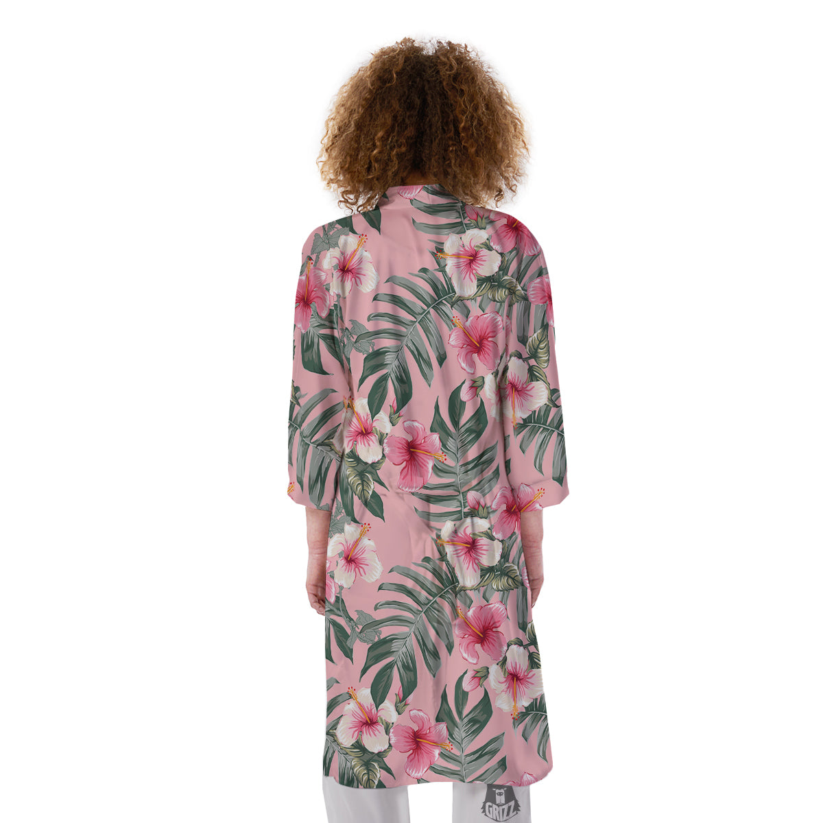 Flower Frangipani Tropical Print Pattern Kimono-grizzshop