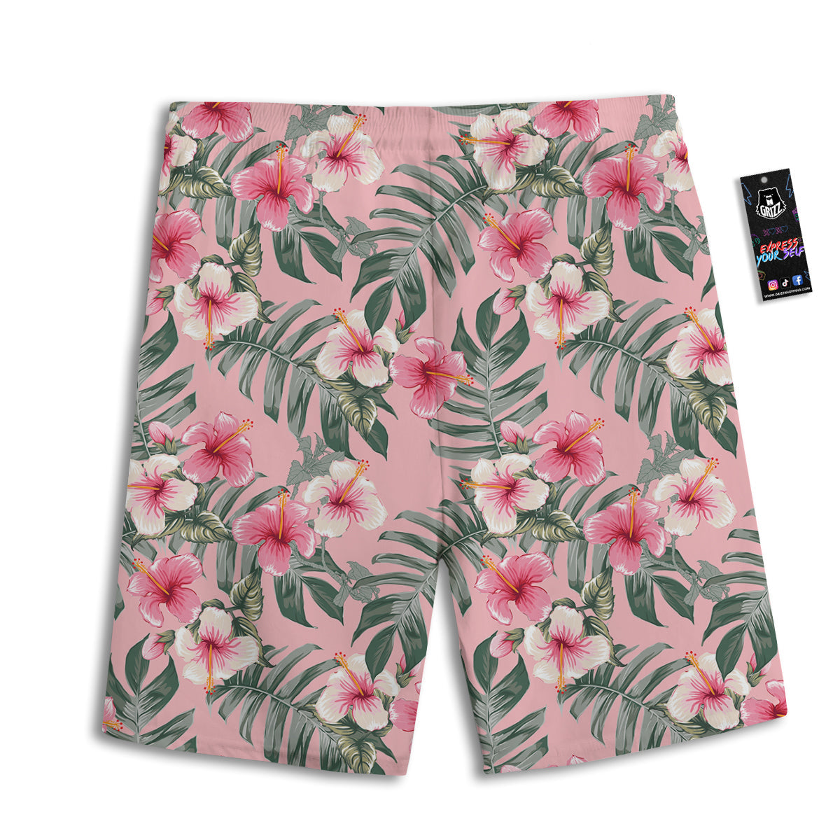 Flower Frangipani Tropical Print Pattern Men's Athletic Shorts-grizzshop
