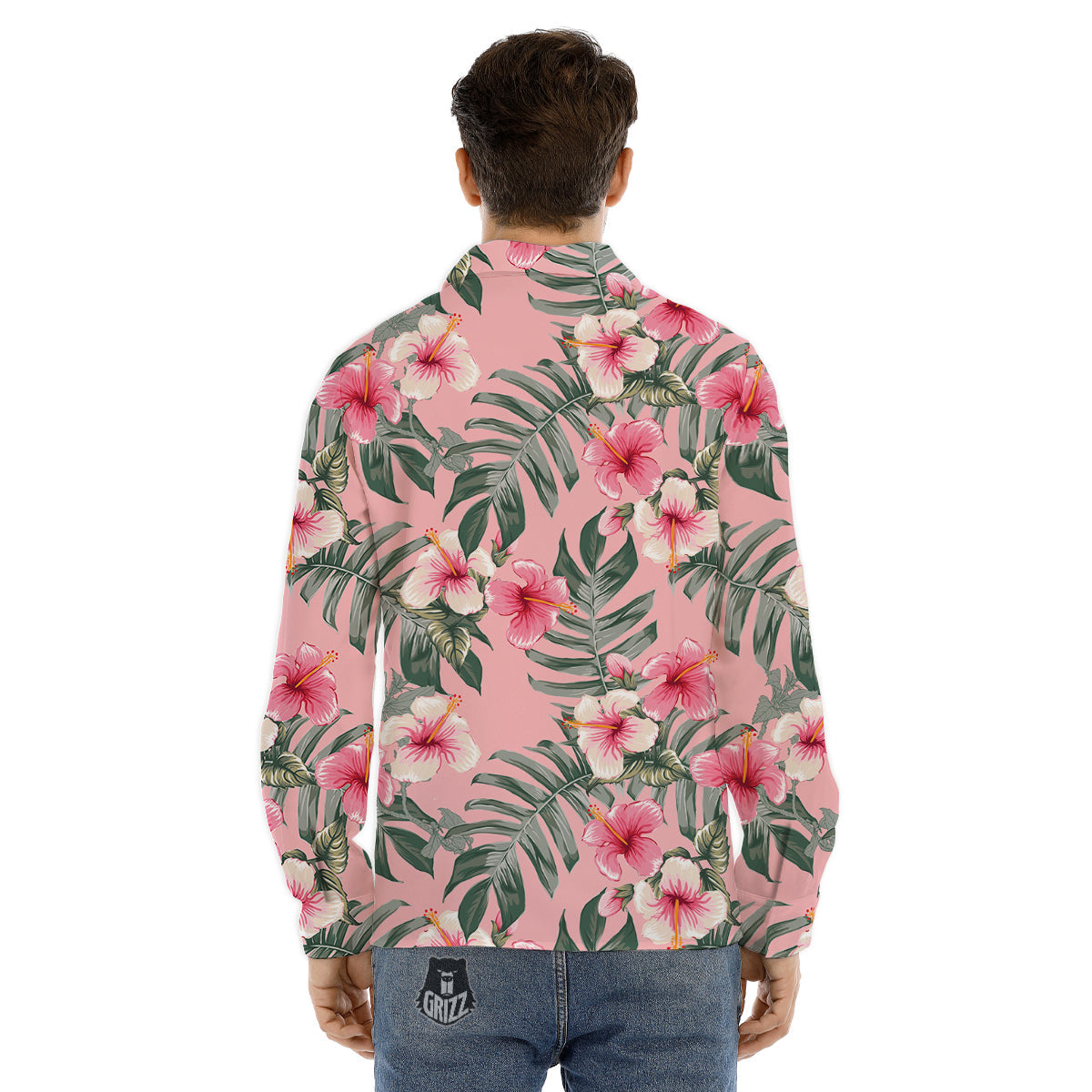 Flower Frangipani Tropical Print Pattern Men's Dress Shirts-grizzshop