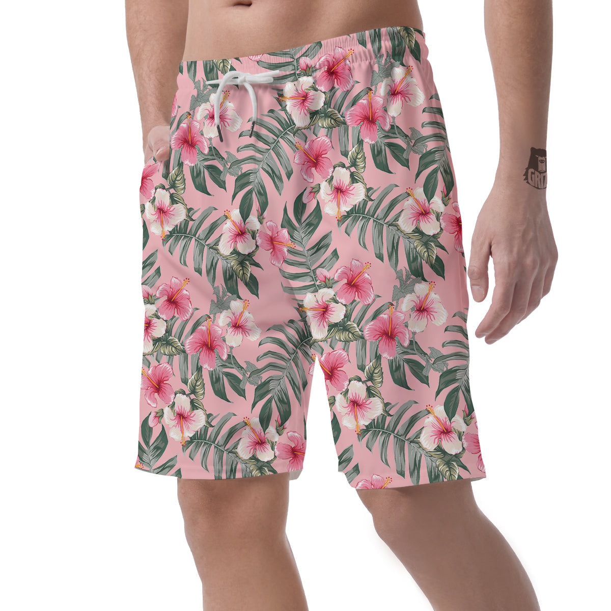 Flower Frangipani Tropical Print Pattern Men's Shorts-grizzshop