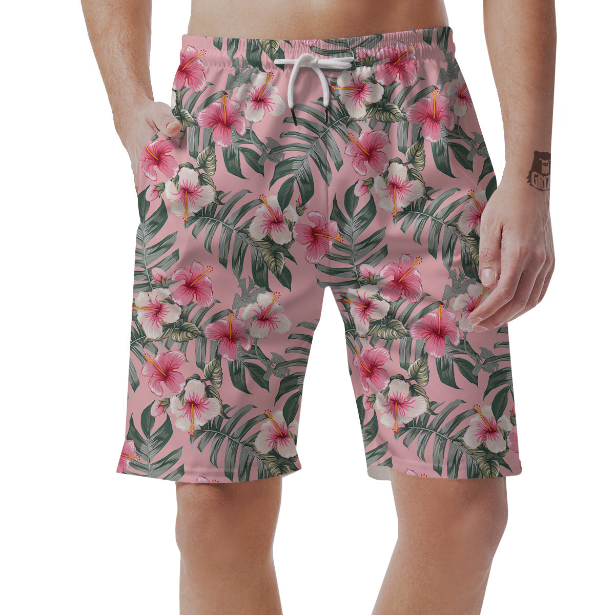Flower Frangipani Tropical Print Pattern Men's Shorts-grizzshop