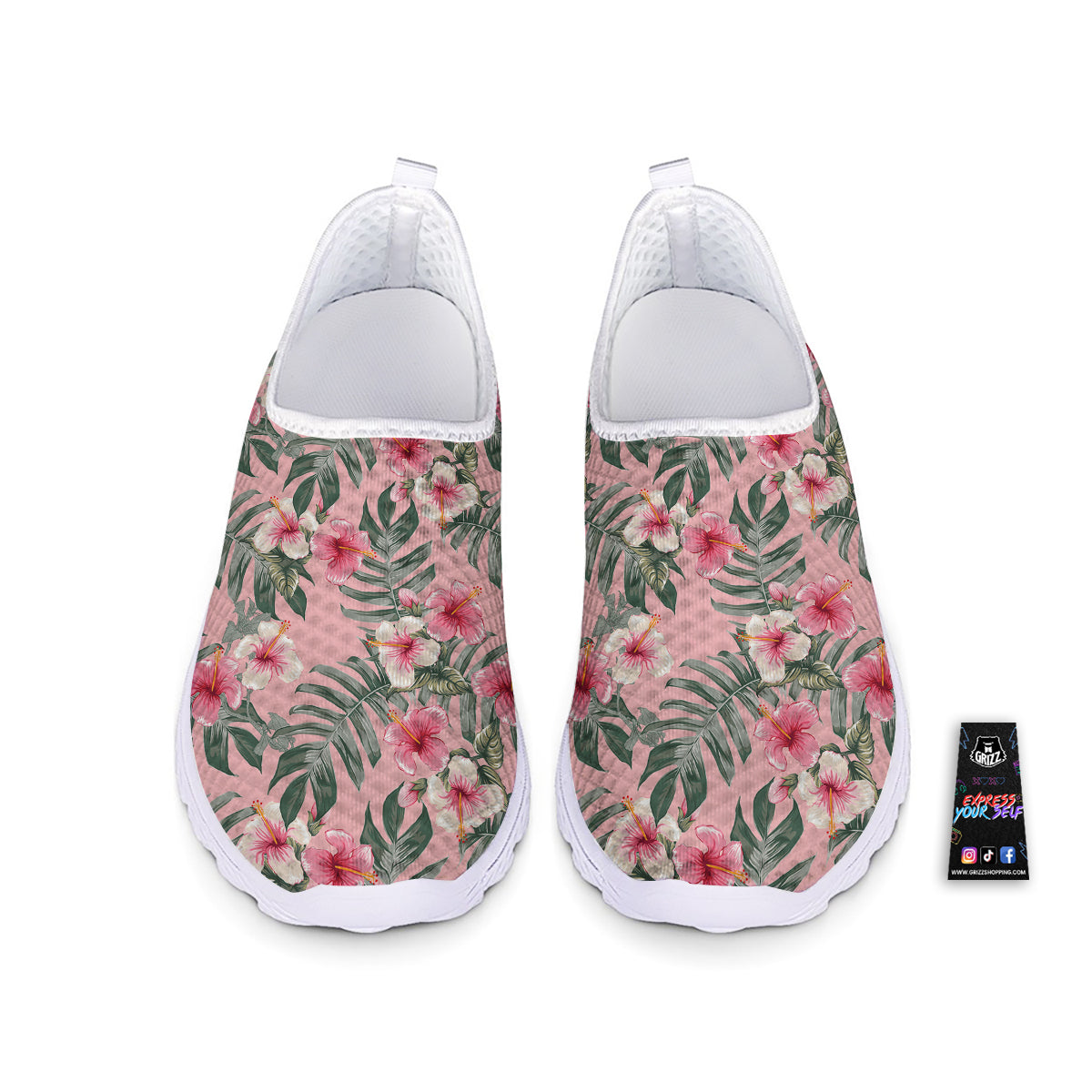 Flower Frangipani Tropical Print Pattern Nurse Shoes-grizzshop