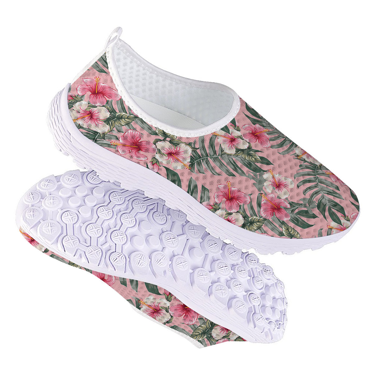 Flower Frangipani Tropical Print Pattern Nurse Shoes-grizzshop
