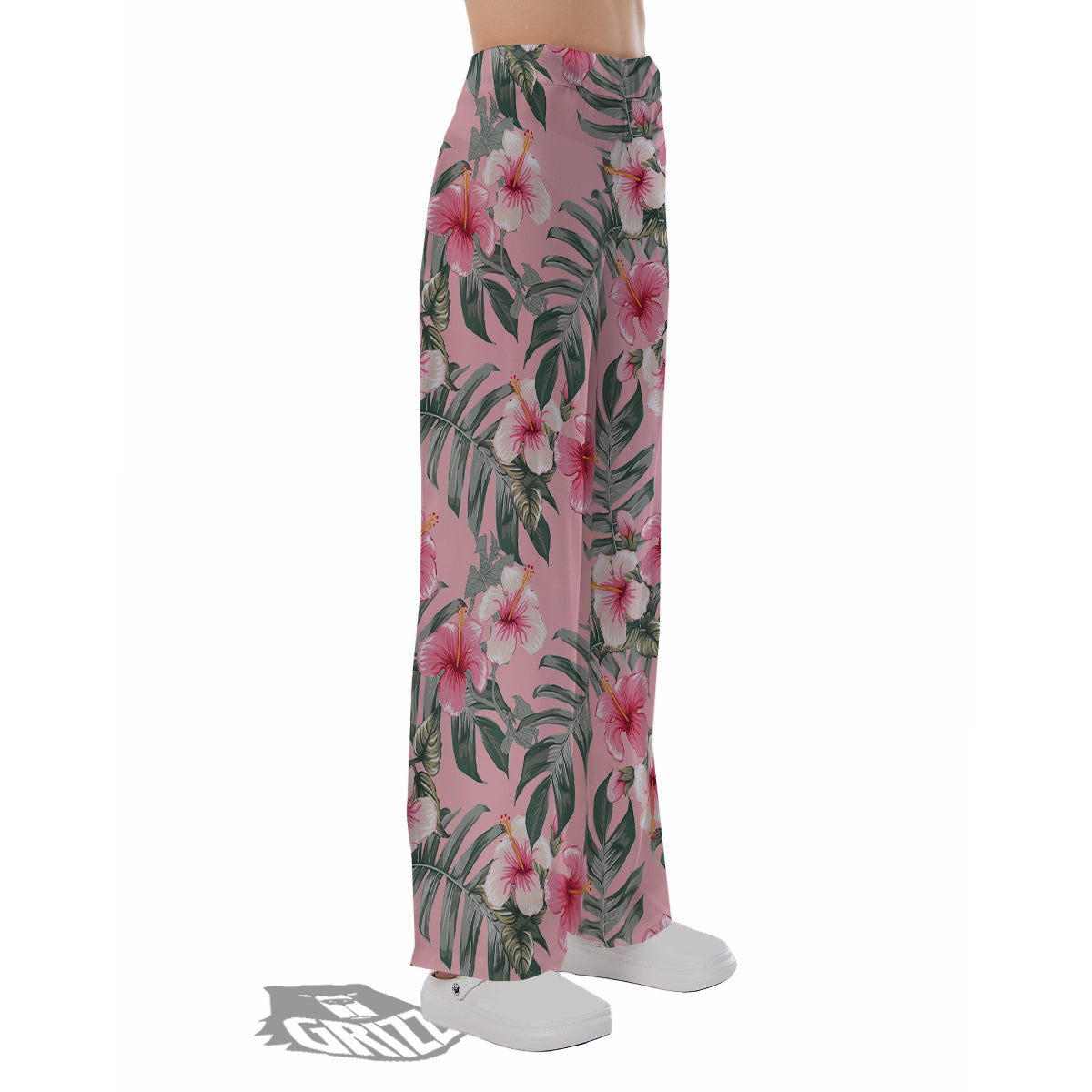 Flower Frangipani Tropical Print Pattern Pajama Pants-grizzshop