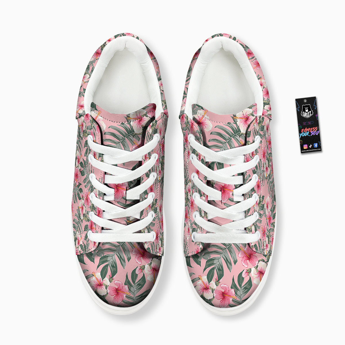 Flower Frangipani Tropical Print Pattern Platform Shoes-grizzshop