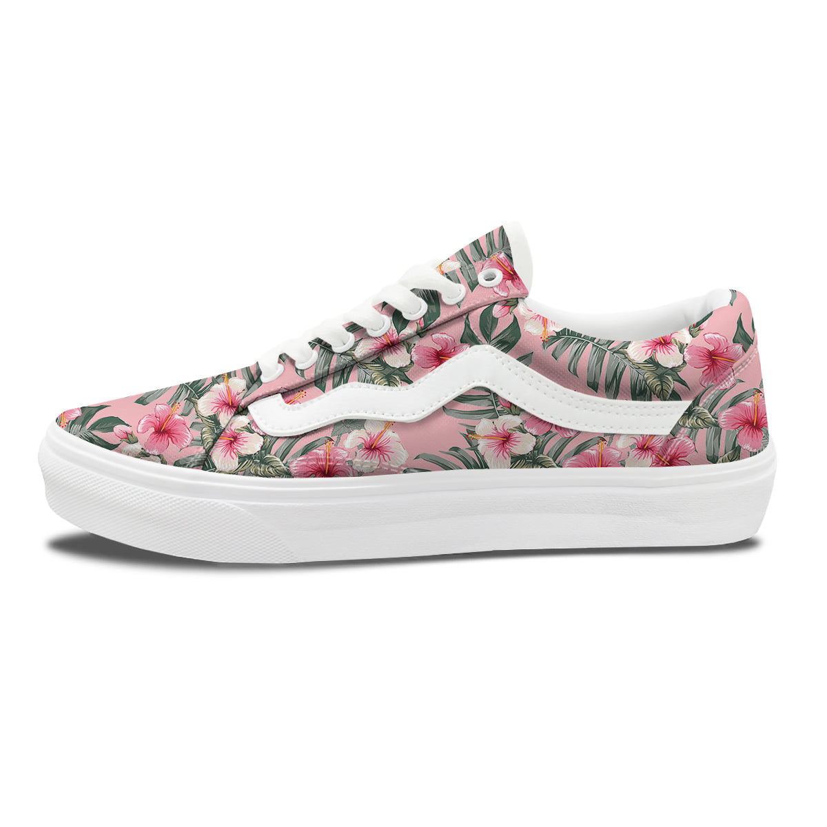 Flower Frangipani Tropical Print Pattern Skate Shoes-grizzshop