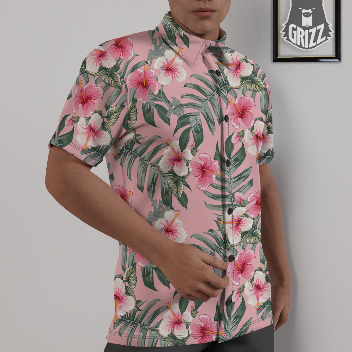 Flower Frangipani Tropical Print Pattern Untucked Shirts-grizzshop