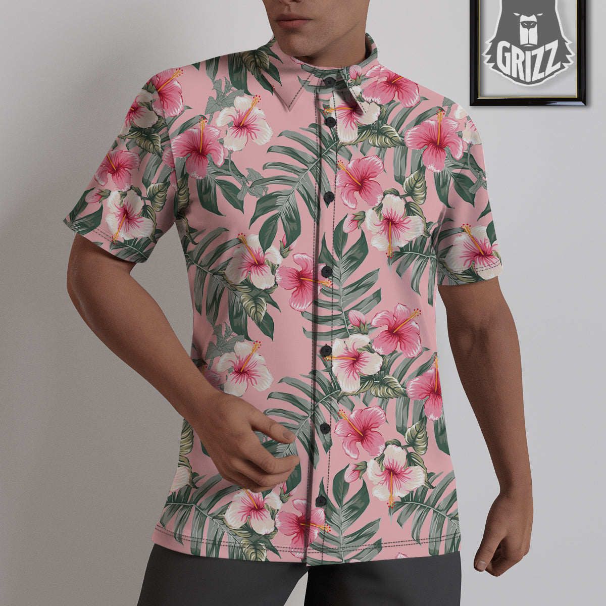 Flower Frangipani Tropical Print Pattern Untucked Shirts-grizzshop