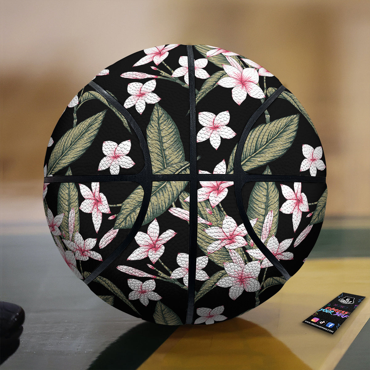 Flower Frangipani Watercolor Print Pattern Basketball