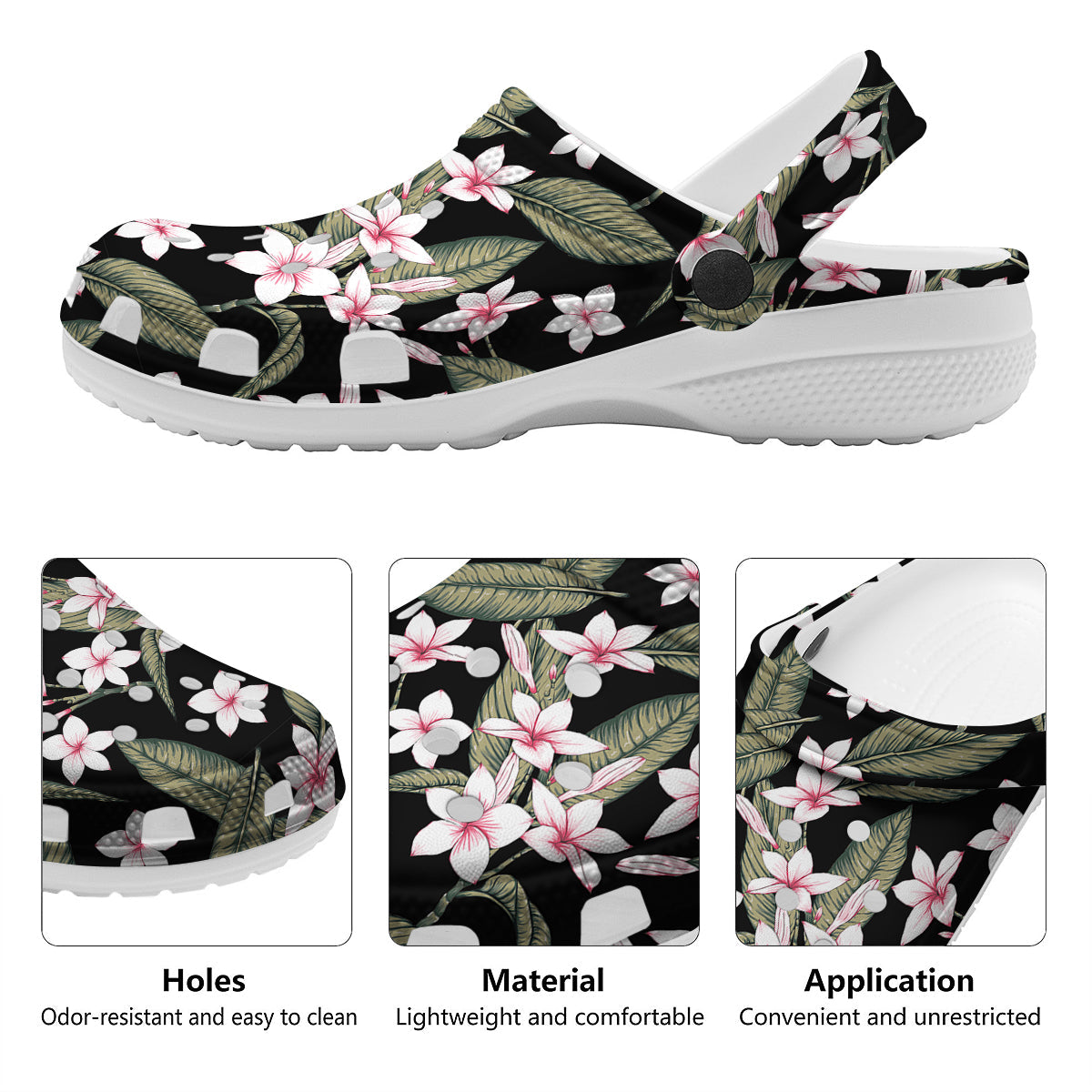 Flower Frangipani Watercolor Print Pattern Clog-grizzshop