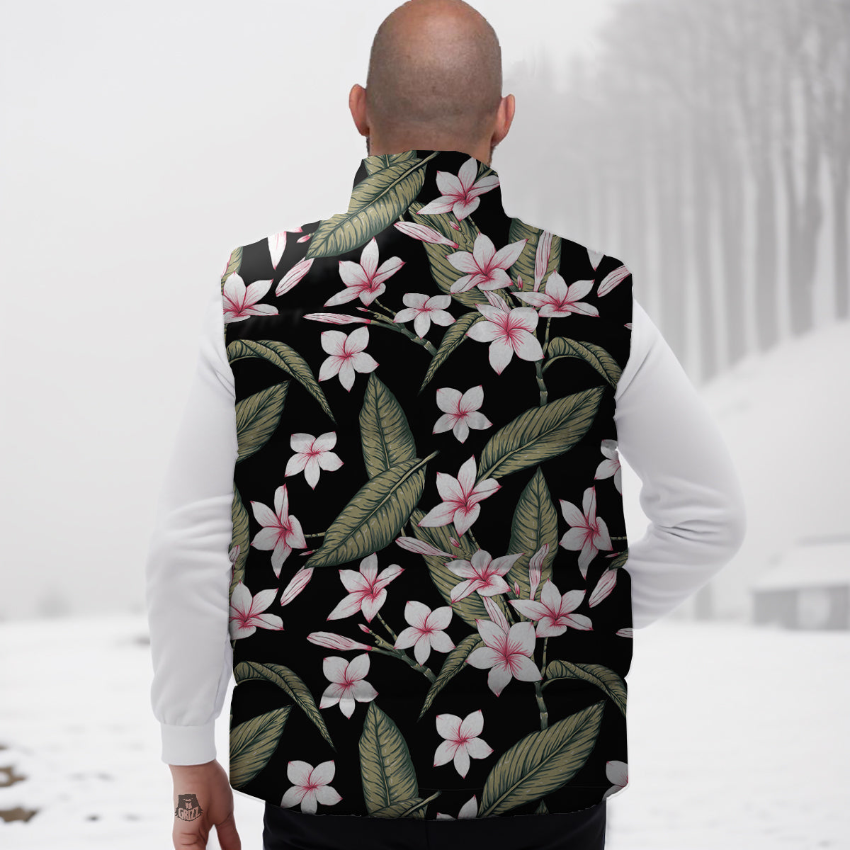 Flower Frangipani Watercolor Print Pattern Down Vest-grizzshop