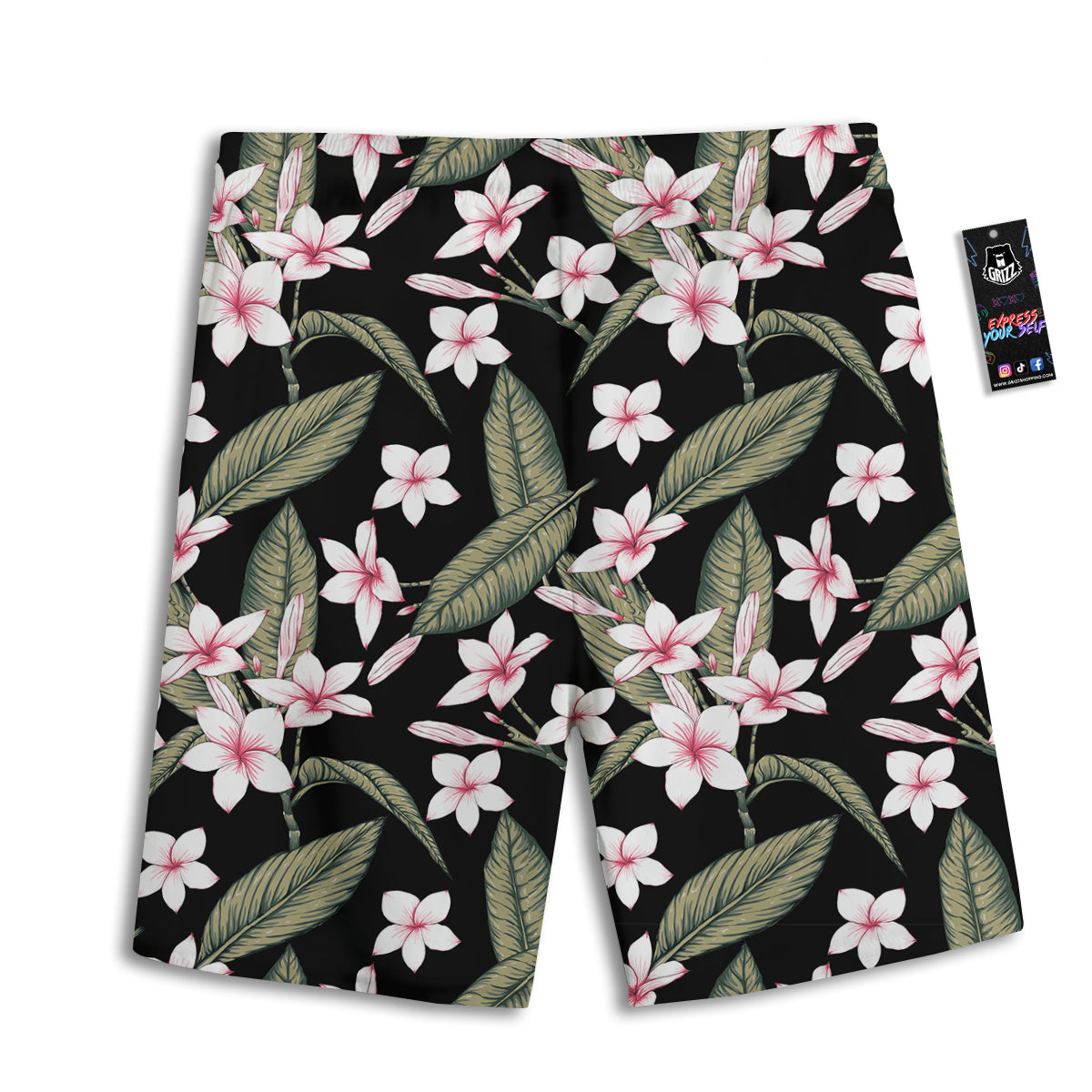 Flower Frangipani Watercolor Print Pattern Men's Athletic Shorts-grizzshop