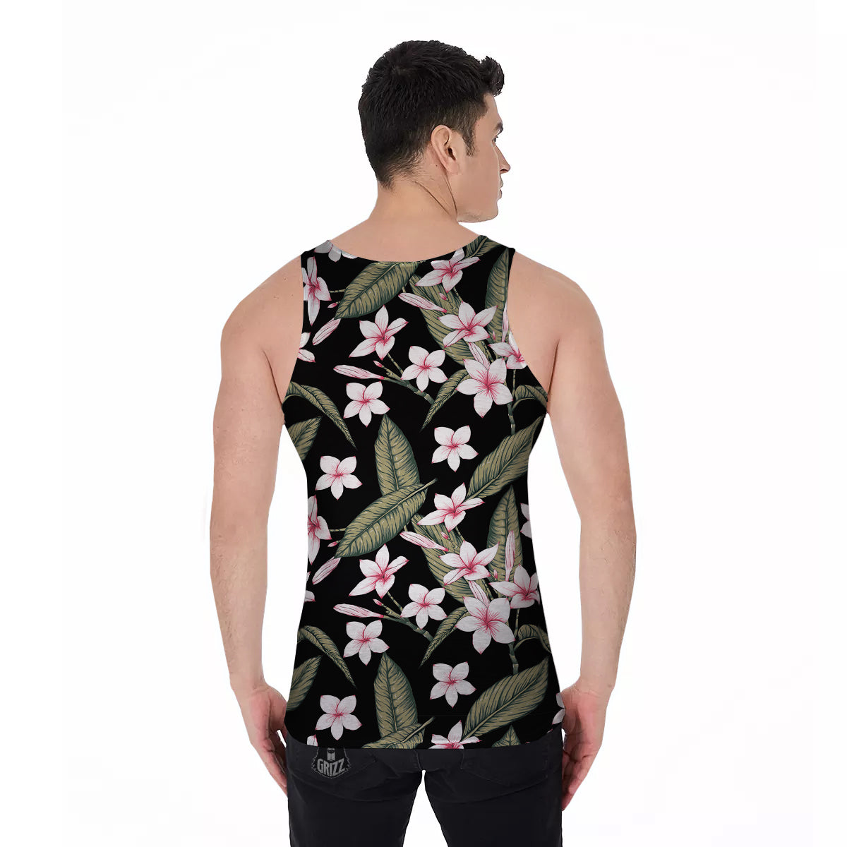 Flower Frangipani Watercolor Print Pattern Men's Tank Top-grizzshop